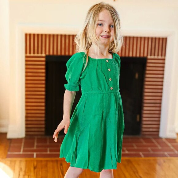 NWT  -Sizes-Sm-Med-Large & XL -Green Pleated Back Dress - Picture 5 of 6